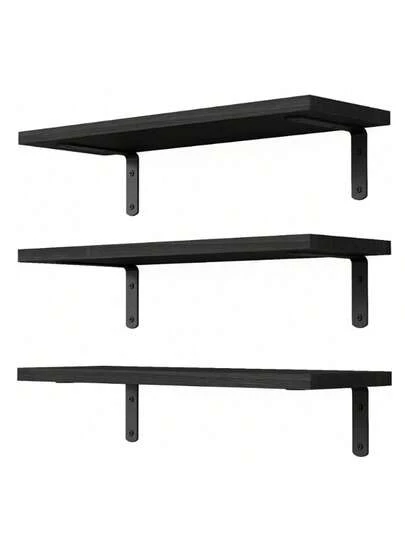 Juego de 3 estantes flotantes de madera, estantes para decoración de pared, estante rústico para dormitorio, estantes de almacenamiento para baño, estantes para libros para sala de estar, Estante ﻿