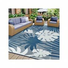 Homcomodar Outdoor Rug For Patio 180x270cm Plastic Straw Rugs Reversible Mats UV Resistant Camping Mat  Outdoor Rug For Balcony Picnic(Grass Green) - Blue/Grey - View 2