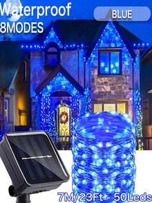1 件太阳能灯串，50LED/100LED/300LED 太阳能星空灯串，8 种功能，室内外防水铜线仙女灯 7M/12M/22M/32M，多色选择，适合圣诞节、情人节、母亲节、节日送礼、婚礼告白、花园露台、草坪树枝、庭院小径、走廊装饰 - 彩色 - 查看 21