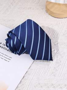 1pc Colored Woven High Density 8cm Navy Blue Twill Business Tie