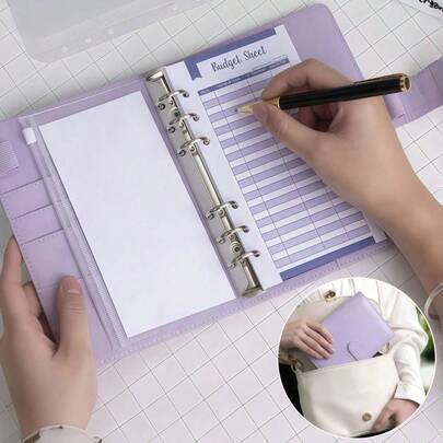 马卡龙活页 A6 笔记本，创意皮革封面活页记事本，现金预算计划日记本学校装饰学校惊喜宿舍装饰返校