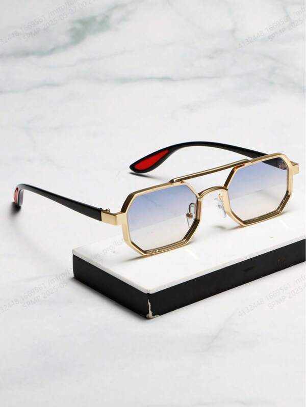 1 Pair Metal Geometric Frame Medium & Small Size Fashion Decorative Casual Eyeglasses Back To School Fashionable Preppy School Look