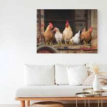 Arte de pared enmarcado de pollo de granja, decoración rústica con gallinas - Enmarcado - Ver 4