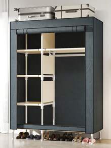 Sturdy Metal Frame Cloth Wardrobe With Fabric Exterior - Space-Saving Closet Organizer For Bedroom, Dorm Or Apartment - Includes Shelves, Hanging Rod And Stacking Area For Multi-Functional Storage And Clothing Organization | Minimalist Wardrobe | Durable Structure, Portable Closet