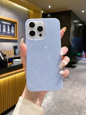 1pc Minimalist IMD Glitter Phone Case, Discreet Luxury Blue Color With Large Camera Hole, Shock-Proof TPU Reinforced Design, Compatible With Apple/ Series Waterproof Anti-Fall Scratch Resistant