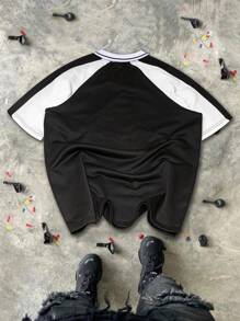 Camisa polo de fútbol con bloqueo de color casual y suelta para hombre, primavera/verano