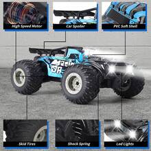 Control remoto Vehículo todoterreno Car carga de automóvil de alta velocidad RC Control remoto Toy Children's Remote Control Car - Azul - Ver 5