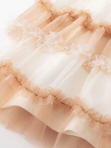 mini bala 女童网眼连衣裙，速干透气 - 夏季网眼贴布设计 - 轻盈玩耍连衣裙 - 乳白 - 查看 8