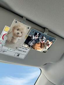 1pc Universal Adaptation PVC Magnetic Pole Sheet Car Visor Clip - Giá đỡ tấm che nắng dạng ví trưng bày ảnh, Phụ kiện xe hơi cho thú cưng dễ thương, Quà tặng lý tưởng cho cặp đôi nhân ngày lễ tình nhân - Nhiều màu - Xem 3