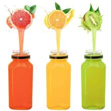 3/6/10 piezas Botellas transparentes de 250ml con tapas - Envases para alimentos, bebidas, jugos, contenedores de té con leche