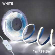 1M/2M/3M/4M/5M Tira de Luz Regulável Touch COB USB, Iluminação Complementar de 5V 8MM Branca e de Tom Quente, Adequada para Iluminação Ambiente, Iluminação Traseira de TV