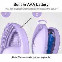 Silicone Face Brushes For Cleansing And Exfoliating, Waterproof Electric Face Cleansing Brush,  Facial Scrubber Exfoliator Brush,  Face Cleansing Brush, Face Scrubber - Purple - View 9