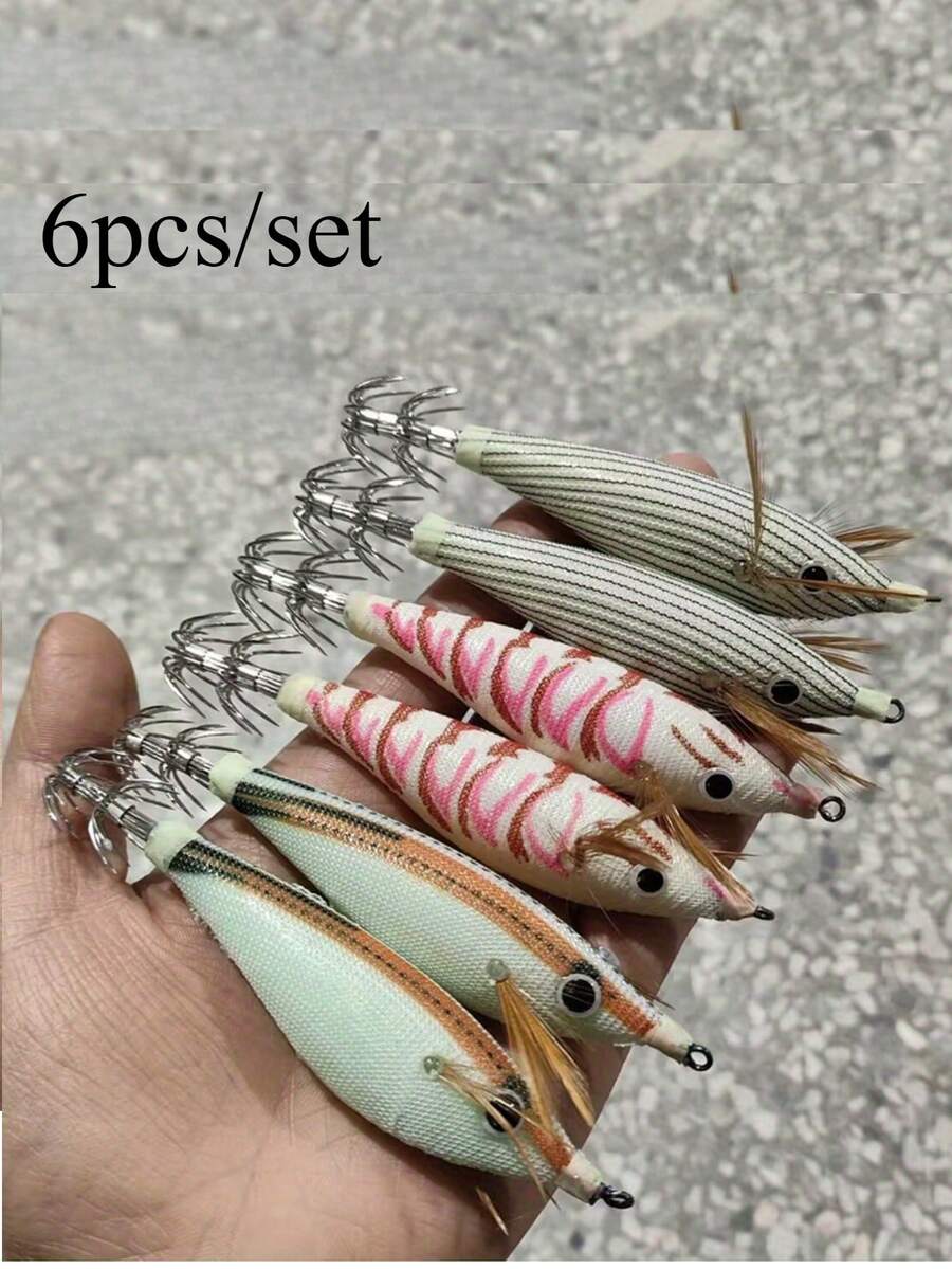 6 件套鱿鱼夹虾夹鱼钩鱼饵虾饵鱼钩