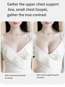 隐形无缝聚拢文胸提升粘合硅胶乳头贴露背无肩带文胸 - 無色 - 查看 3