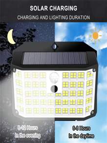 1 Peça Luz Solar com 176 LEDs, Luminária de Parede Impermeável para Uso Externo com 176 Lâmpadas LED e Sensor de Movimento, 3 Modos de Iluminação para Uso Externo, Jardim, Quintal, Corredor