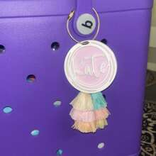 Personalized Initial Bag Charm | Name Beach Tote Tag | Last Name Initial Inside Overlapping Rings | Acrylic Name Keychain | Tassel Beach Accessories Beach Essentials Vacation Beach Bag Summer Accessories,School Supplies,Back To School,School Gift,For Office,For School,For Classroom,For Teacher Gifts,For University,For Colleague,For Dorm Rooms,For Teacher,For Boys And Girls,For Teenagers,Junior High School Students,Middle School Students,High School Senior High School Students,College Students,University Students,Freshman,Sophomore,Underclassmen,All-Purpose,Large Capacity,Versatile,Multifunction,Colorful,Cute,Adorable,Contracted,Funny,Kawaii,Y2K,Minimalist,Commuting,Business Casual,Basics,Custom,Personalized,Unique,Customized,Ideal Gifts For Him,Ideal Gifts For Her,Her,Family,Friends,Girlfriend,For Anniversaries,For Birthdays,For Holiday/ Vacation,For Outdoors/Outings/Travel/Hiking/Stadium/Sports/Climbing,For Business/Commute/Work/Office,Customized Bag Accessories