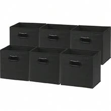 New  Foldable Cube Storage Bin  Handle, Black - 6 Pack - Black - View 1
