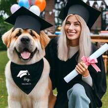 Premium Quality Dog Graduation Cap, Large Dog Graduation Bandana, Comfortable Dog Graduation Outfit, My Mom Graduated Dog Bandana ', Ideal Dog Graduation Costume For Your Furry Friend - 1 - View 2