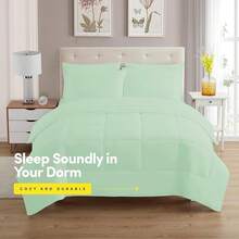JIANGTAO-Dorm Room Essentials College Bedding Comforter Set 5 Piece Twin XL Size Bed In A Bag For College Students Boys And Girls, Twin XL, Navy Blue - 作為 - 查看 2