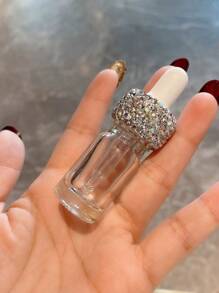 Bottiglietta contagocce in vetro decorata con strass, mini bottiglietta contagocce in vetro trasparente per oli essenziali, campioni e profumi, contenitore vuoto per liquidi cosmetici con contagocce, bottiglia contagocce in vetro trasparente mini portatile per essenze, contenitore da viaggio