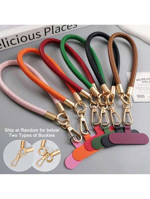 1pc Leather Short Phone Lanyard Wristband, Fashionable High-End Outdoor Wrist Strap, Keychain Sturdy Lanyard Gifts For Mother, Family, Friends, Birthday, Holiday Phone Charm, Phone Chain