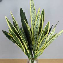 1pc仿真黄边虎皮兰植物人造蛇皮兰热带绿植剑兰假花桌面摆件家居盆景装饰（不含盆） - 綠色 - 查看 8
