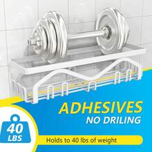 5 Pcs-Shower Caddy, Bathroom Shower Organizers, Black Shower Shelves For Inside Shower, Stainless Steel Wall Rack Baskets Adhesives Mounted Baskets, Bins & Containers Back To School - White - View 5