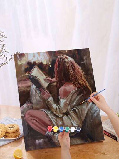 DIY 数字油画 40*50cm 无框：“读书的淑女”——点燃创意生活，描绘缤纷世界。DIY 数字油画，开启您的艺术之旅。创意与趣味的完美融合，是互动、情侣分享和个人放松的绝佳选择。高品质画布，纹理细腻，成就您的艺术梦想。色彩鲜艳持久，无异味，值得信赖。清晰的数字标识符，即使没有任何绘画背景也能轻松上手，人人皆可成为艺术家。