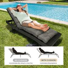 Outdoor Folding Lounger Chair Cushion Recliner Rocking Chair Sofa Mat Chair Cushion For Yard Patio Beach Pool Deck For Outdoor Folding Chaise Lounge Chair Cushion For Beach Sunbathing Patio - 深灰色 - 查看 4