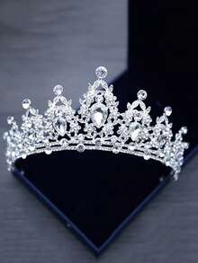 1入組合金和水鑽新娘婚禮皇冠,公主皇冠 - 銀色 - 查看 3