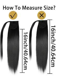 1pc Real Human Hair Straight Ponytail Extension, #1 Jet Black, Clip-In Style, For Women - S1 - View 4