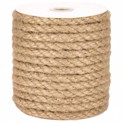 6mm/8mm/10mm 10M Naturligt Retro Juterep Gör-det-själv Hem Tjockt Snöre Snöre Hantverk Juterep Band Bröllop Husdjur Katt Klösträd Verktyg Buntning Trädgårdsfest Dekor (Ingen Cylinder)