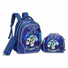 Mochilas fofas para meninos, mochilas escolares para meninos de 8 a 10 anos com lancheira, conjunto de mochilas infantis, mochila de viagem para pré-escola, jardim de infância, alunos do ensino fundamental, mochila para material escolar - Mochila escolar masculina 176 - Ver 11