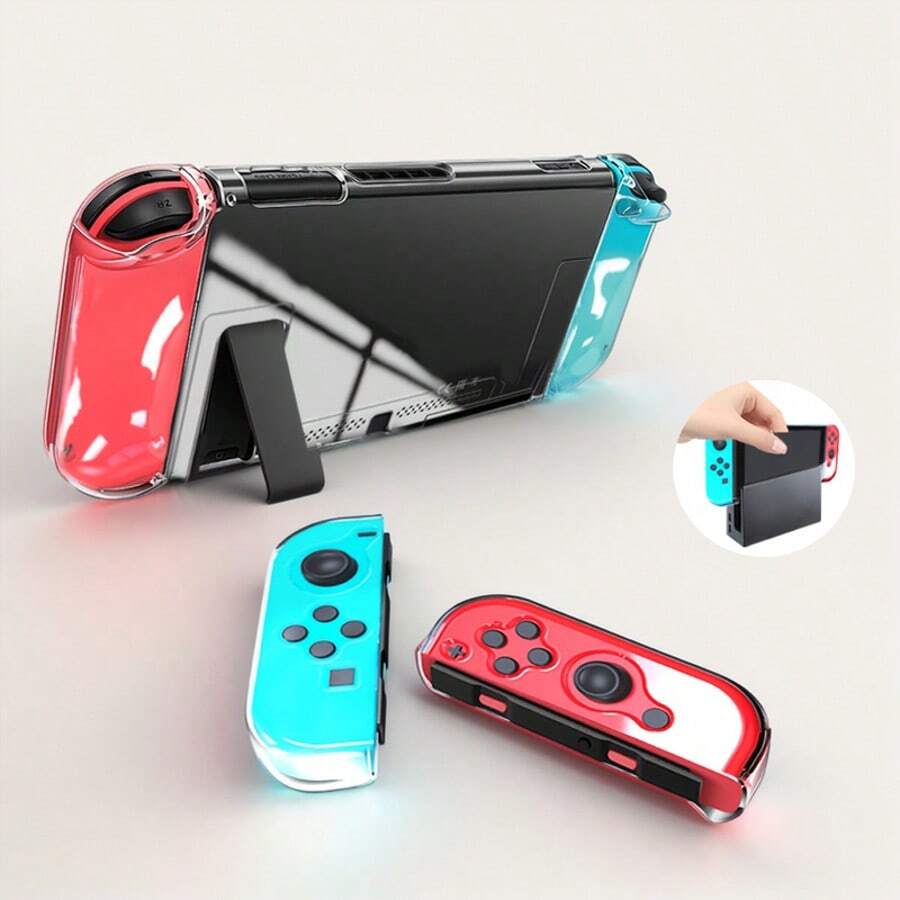 All-In-One 3-In-1 Split Design Protective Case Compatible With Nintendo Switch 2 2025/ Switch OLED / Swtich , Shockproof Dockable Cover With Ergonomic Grip, Transparent Fashion Sleeve - Transparent - View 1