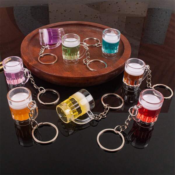 1/5/10/30/50 Peças Simulação de Cubo de Gelo de Cerveja, Chaveiros de Resina, Pendente de Moda, Anel Chave de Liga, Decoração para Bolsa, Presente para Mulheres/Meninas, Acessórios de Carro, Encantos de Bolsa, Mochila Escolar