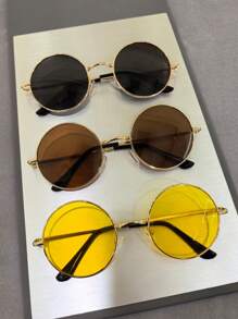Classic Retro Hip Hop Circular Polarized Glasses, Men's Metal Fashion Glasses Casual Fashion Glasses Accessories, Suitable For Vacation Travel, Driving, Fishing, Beach Party, Music Festival, Costume Play Decorative Props, Ideal For Own Use Or Gift. For Summer Beach Vacation,Outdoor,Travel