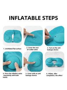 1 pieza Almohada lumbar inflable cómoda, tela de felpa, adecuada para coche, viaje, avión, exterior, siesta, respaldo