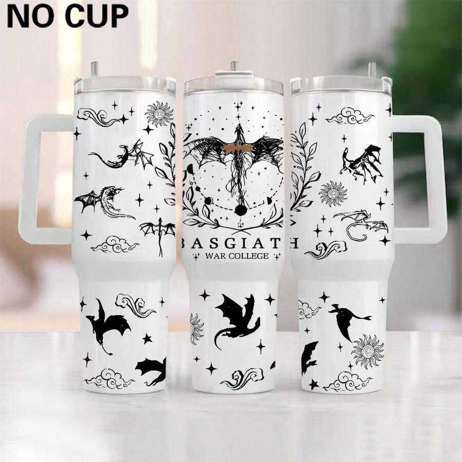 1pc Set Fourth Wing UV DTF Transfer Stickers, High-Quality Waterproof Bottle Decals, For 40Oz Tumblers, DIY Wrap-Style Plastic Glass Decoration Transfer Paper