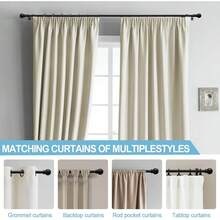 S.2 Pack Curtain Rods 28 To 48 Inch, 5/8 Inch Small Matte Black Curtain Rod Bathroom, Living Room, Kitchen(Size:28-52 Inch) - 28-52吋(2件裝) - 查看 11