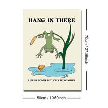 1pc Frameless Hang In There Motivation Frog Mental Health Wall Art Poster Canvas Print Positive Quote Therapy Counsellor Office Decor Painting For Dorm,Bedroom,School,Modern Home Decoration