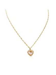 1pc CZ Fully Studded Heart Pendant Necklace, Women Unique Minimalist Choker Necklace