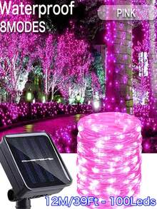 1 件太阳能灯串，50LED/100LED/300LED 太阳能星空灯串，8 种功能，室内外防水铜线仙女灯 7M/12M/22M/32M，多色选择，适合圣诞节、情人节、母亲节、节日送礼、婚礼告白、花园露台、草坪树枝、庭院小径、走廊装饰 - 彩色 - 查看 24