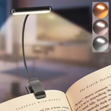 PINK 10 LED Book Light, 3 Eye-Protecting Lightng Colours Reading Light, Adjustable Brightness, USB Rechargeable 12H Battery Life, Flexible Clip On Book Light For Reading, Painting,Travel, Kids Gift