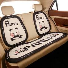 1 件卡通熊猫汽车座椅垫套，通用 4 季女士半封闭式座椅垫