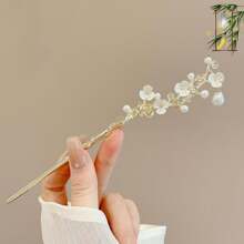 1 Peça Presilha de Cabelo Retrô com Borlas, Acessório de Cabelo Elegante Decorado com Pérolas e Cristais, Garra de Coque de Alta Qualidade para Mulheres e Meninas, Clipe de Coque Estilo Chinês Hanfu, Fixador de Coque, Ornamento de Cabelo de Liga, Pino de Cabelo, Formador de Coque, Peça de Cabelo, Presilhas para Arrumação de Cabelo