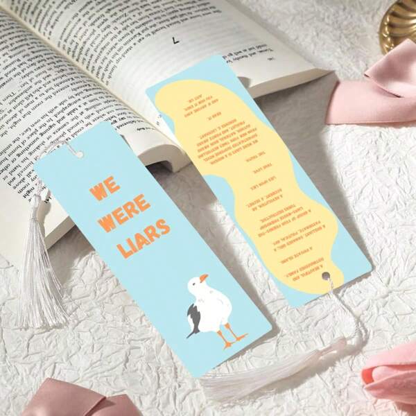 2pcs PET Printed Bookmarks, Exquisite Waterproof, Durable & Practical, Unique Pattern Design, Add Fun To Reading, Perfect Gift For Family & Friends (Random Color Tassels) School Supplies, Back To School