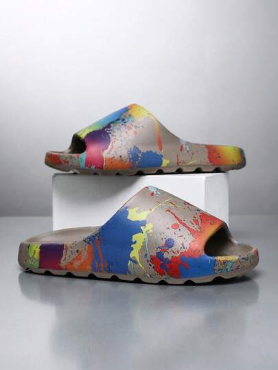 男士运动凉鞋/拖鞋, 运动户外/运动户外鞋/女士户外运动鞋/女士运动凉鞋/拖鞋, 运动户外/运动户外鞋/男士户外运动鞋/男士运动凉鞋/拖鞋, 大码涂鸦时尚凉鞋, 碳纤维个性化涂鸦印花大码拖鞋,