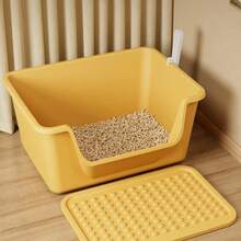 Pet Toilet Cat Litter Box Oversized Splash-Proof Cat Toilet Kitten Giant Open Cat Litter Box Extra Large Cat Litter Box Deodorant Easy To Clean - Yellow - View 2