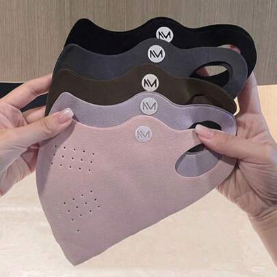 1/5pcs Collagen Containing Breathable Simple Dust-Free Face Mask, Solid Color Warm Windproof Dust-Proof Cycling Mask