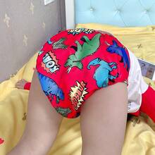 1pc Reusable Printed Cloth Diaper, Dinosaur Print Baby Training Pants, Soft Inner Fleece Material Breathable, Skin-Friendly For Baby - Multicolor - View 4